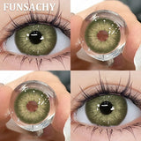 Qfdian 2pcs Blue Color Contact Lenses Natural Contact Lenses for Eyes Beautiful Eyes Lens Cosmetic Pupils Green Colored Lens