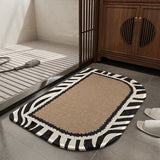 Qfdian  Retro Linen Bath Mat - Quick Absorb & Dry Woven Bathroom Rug, Non-Slip Shower Door Mat with Durable Rubber Backing