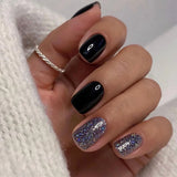 Qfdian 24Pcs Gradient White Fake Nail Short Square Ballet Simple False Nails Press on Wearable Nude Nails Art Full Cover Manicure Tips