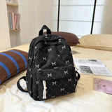 Qfdian Corduroy Small Backpack for Girls, Fashionable and Versatile, Cute Bow Tie Small Backpack, Simple Backpack
