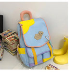Qfdian 2025 new women Patchwork Contrast Color schoolbags High-capacity student travel bags fashion Y2k Aesthetic All Match Backpacks