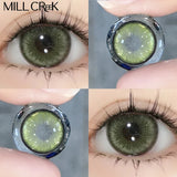 Qfdian Mill Creek 2pcs/Pair Colored Contact Lenses For Big Eyes Myopia Yearly Annual Color Cosmetic Lens Cosplay Beauty Pupils Diopters