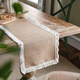 Qfdian Table Runners Farmhouse Rustic Natural Jute Lace Vintage Country Wedding Birthday Thanksgiving Christmas Party Table Decoration