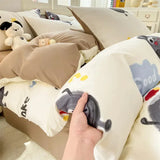 Qfdian  ‌New Washed Cotton Fresh Style Fitted Sheet Four-Piece Set, Duvet Cover, Student Dormitory Bed Sheet Three-Piece Set