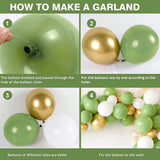 Qfdian  Sage Green Balloons Garland Arch Kit Retro Olive Green White Gold Confetti Latex Ballon Wedding Baby Shower Party Birthday Decor