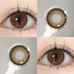 YIMEIXI 2Pcs Color Contact Lenses with Diopters Brown Lens Korean Big Eyes Colored Makeup Lens High Quality Beautiful Pupil New