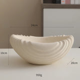 Qfdian  Ceramic Shell Fruit Bowl Textured snack bowl Afternoon tea serving Coffee table centerpiece bowl Decorative storage container