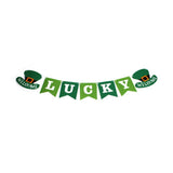 Qfdian  Green Hollow Lucky Irish Shamrock Clover Fabric Triangle Banner Flag St. Patrick’s Day Party Shamrock Garland Hanging Decoration