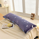 Qfdian  1PCS new milk fleece printed long throw pillow couple household double long pillow waist pillow