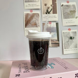 Qfdian  Korea Simple Iced American Coffee Cup Tritan Plastic Water Bottle For Women Transparent Coffee Cup Office Milk Matcha Tea Drink