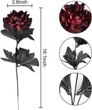 Qfdian  1/5/10/20pcs Black Silk Artificial Rose Flower Dahlia Halloween Gothic Flowers Wedding Table Home Party Fake Flower Decor