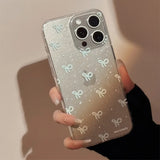 Qfdian Shiny blue bowknot soft phone case for iphone 15promax 13 11 15 13pro 15pro 12 14promax 12pro 14 pro max transparent fundas capa