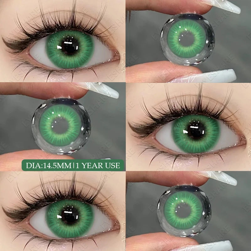 AMARA New Style Colored Lenses for Fashionable Eyes Green Color Contact Lenses for Eyes Lenses Annual Lens Eye Cosmetics 1 pair