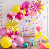 Qfdian  125Pcs Pink Yellow Blue Balloons Arch Set, for Student Bridal Shower Birthday Party Wedding Anniversary Christmas Decoration