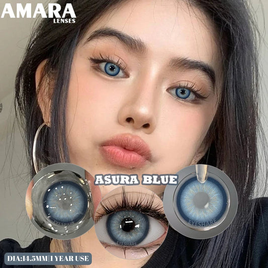AMARA Color Contact Lenses for Eyes Blue Eye Colored Green Lenses Korean Fashion Gray Lense Beautiful Pupils Yearly 2pcs/pair