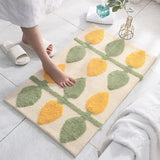 Qfdian  High Quality Bath Mat Simple Style Flocking Bathroom Non-slip Mat Bathroom Door Mat Microfiber Bathroom Carpet