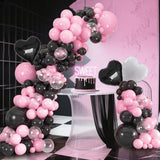 Qfdian  114pcs Black And Pink Balloons Garland Arch Kit Suitable for Birthday Theme Parties,Bridal Showers,Graduation,Anniversary Party