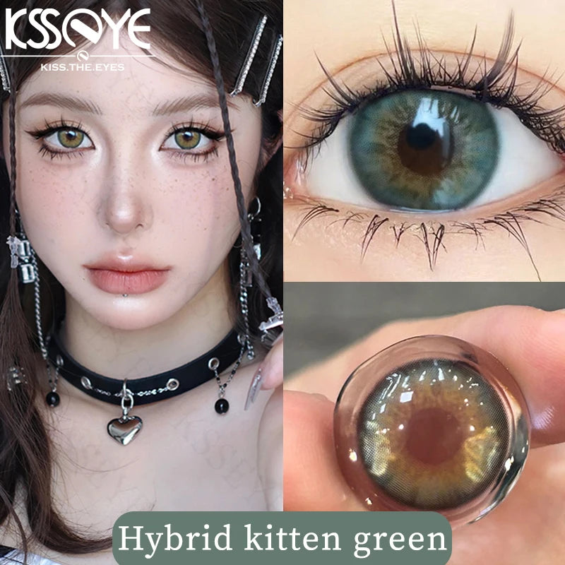 Qfdian 1 Pair Hot sales Color Contact Lenses with Diopter Myopia Eyes Halloween Cosplay Contacts Lens  Makeup Yearly