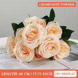 Qfdian  9 Heads Artificial Flower Silk Rose white Eucalyptus leaves Peony Bouquet Fake Flower for Wedding Table Party Vase Home Decor