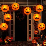 Qfdian  12pc Halloween Jack O Lantern 8inch Halloween Decorations Plastic Pumpkins Pumpkin Hanging Paper Lantern Halloween Indoor Outdo