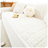 Qfdian  Autumn and Winter Plush Sofa Cover Jacquard Anti Slip Thick Warm Solid Color Simple and Comfortable Skin Friendly Sofa Cushion