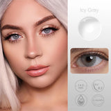 Qfdian 0~-6.00）Natural Colored Contact Lenses with Prescription Myopia Lenses with Degree Brown Lenses Gray Pupils Fast Shipping
