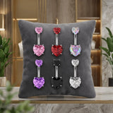 Qfdian  Fashion Internal Thread Belly Button Rings Heart Stainless Steel Belly Piercing Crystal Silver Body Jewelry Party Decoration