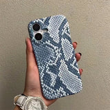 Qfdian Fashion Chic Snake Skin Texture Leather Phone Case For iPhone16 15 14 13 Pro Max Soft Silicone Back Cover