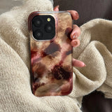 Qfdian  Autumn/Winter Retro Brown Halo Gradient Color Change Suitable For iPhone 16 Case 15 14 Pro Full Pack Double Layer Phone Case