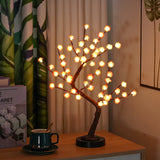 Qfdian  LED Tree Light, Pink Flower Table Lamps, Battery/USB Powered Artificial Flower Bonsai Tree Lamp,for Gifts Room Office Party Deco