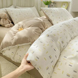 Qfdian  ‌New Washed Cotton Fresh Style Fitted Sheet Four-Piece Set, Duvet Cover, Student Dormitory Bed Sheet Three-Piece Set