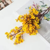 Qfdian Cherry Blossoms Artificial Flowers Baby's Breath Gypsophila Fake Flowers DIY Wedding Home Vase Decoration Faux Flowers Branch