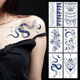 Qfdian  Herbal Juice Tattoo Sticker Long Lasting 15 Days Waterproof Fake Tattoo Sweatproof Snake Flower Temporary Tattoo For Men Women