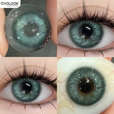 Qfdian  New Green Contact Lenses Beauty Eye lenses Myopia Color Contact Lenses for Eyes Natural Color Pupils Blue Lens 2pcs/pair