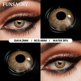 Qfdian  1 Pair Big Black Contact Lenses Beautiful Pupils for Eyes Colored Softlens Natural Brown Grey Lens Contacts Yearly Lens