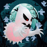 Qfdian  1PC Halloween Inflatable Corpse Ghost Isolation Tape Rotating Flame Light for Outdoor Horror Party Scene Decor