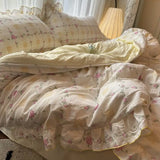 Qfdian Korean Princess Duvet Cover Set Skin Friendly Wash Cotton Bedding Set Of Four Pieces Lace Bedin Set Bed Sheets Comforter Cover