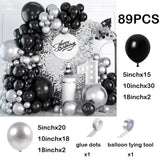 Qfdian  Black Gold Silver Balloon Garland Arch Kit Metallic Gold Chrome Silver Balloons Graduation Birthday Party Decorations New Year