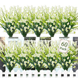 Qfdian 60 Bundles Artificial Flowers for Outdoor No Fade Fake Plastic Outside Flowers Faux Plants for Decoration Hanging Planters