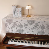 Qfdian  Lace Piano Cover Half & Full Modern Minimalist Dustproof American Style Decorative Cloth Shawl for Upright & Digital Piano Cover
