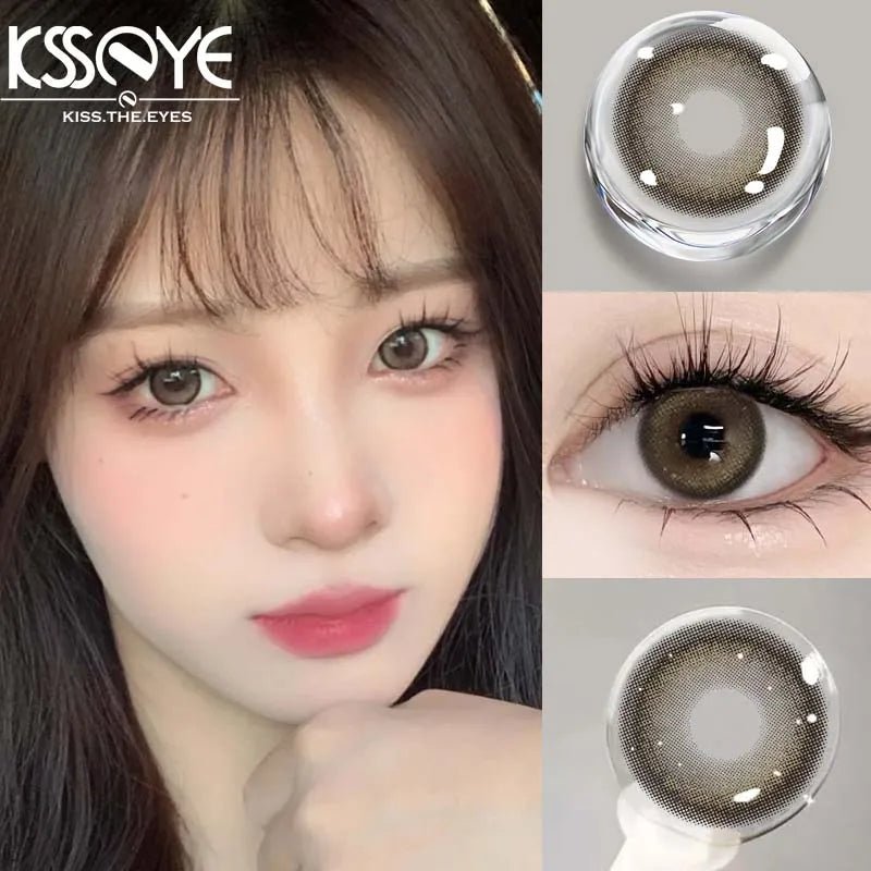 Qfdian 2PCS New Product Colored Contact Lenses Myopia Degree Korean Lenseses Soft Lens Eye Beauty Pupil ﻿Black Brown Lense ﻿