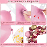 Qfdian  162Pcs Burgundy Pink Balloons Garland Arch Kit for Birthday Valentines Day Baby Shower Wedding Party Decorations Supplies