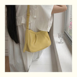 Qfdian Korean Chic Office Lady Shoulder Underarm Bag Elegant Pleated Casual Bags for Women Sweet Y2k Aesthetic Fashion Simple Handbags