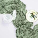 Qfdian  1/2Pcs Sage Green Cheesecloth Table Runner Rustic Boho Table Runners Sheer Gauze for Wedding Bridal Shower Birthday Party Decor