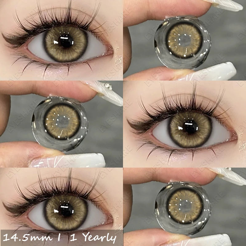 Qfdian 1pair Natural Color Contact Lenses for Eyes Brown Contacts Gray Lenses Fashion Lenses Blue Eyes Contacts Lenses