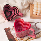 Qfdian  300ml Heart Shape Ceramic Mugs Creative Oatmeal Breakfast Mug Drinkware Set Kitchen with Heart Shape Handle Lovely Festival Gift