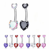 Qfdian  Fashion Internal Thread Belly Button Rings Heart Stainless Steel Belly Piercing Crystal Silver Body Jewelry Party Decoration