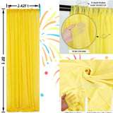 Qfdian  6 Panels-2.42ft×8ft Yellow Chiffon Sheer Backdrop Curtains for Parties Baby Shower Wedding Birthday Party Backdrop Stand