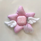 Qfdian  cute light pink white star angel wings for AirPods fourth generation earphone case airPodspro1/2 generation Apple 3rd