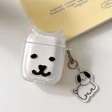 Qfdian Lnteresting Transparent Line Dog Pattern Hard Silicone Headphone Protection Case for AirPods 1 2 3 4 Pro 2 Shell Cute Cat Cover